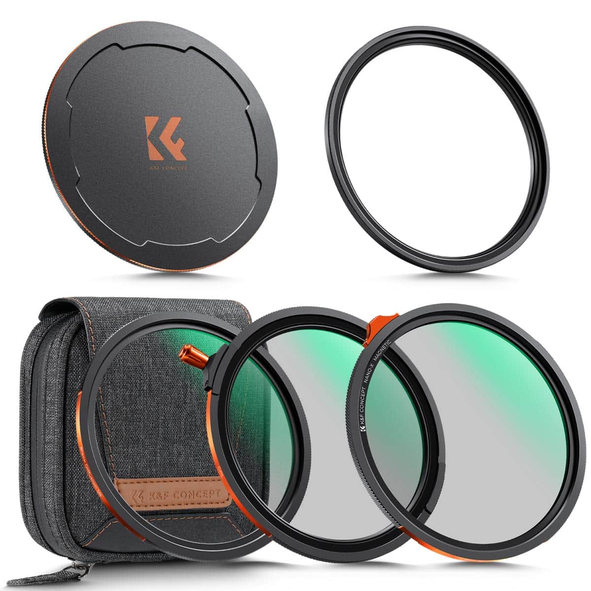 K&F Concept 82mm Manyetik Filtre Kiti CPL + ND2-32 + Black Mist 1/4 Filtre + Adaptör ve Kapağı, 28 Katmanlı HD Optik Cam - Nano-X Serisi