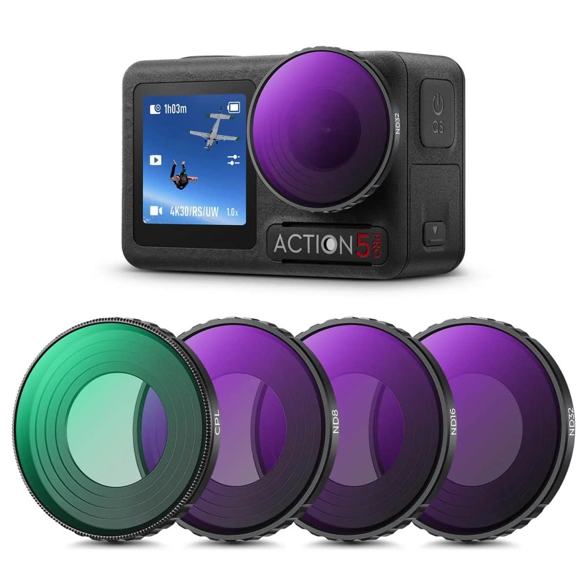 K&F Concept DJI Osmo Action 4/5 Pro CPL/ND 4'lü Filtre Seti