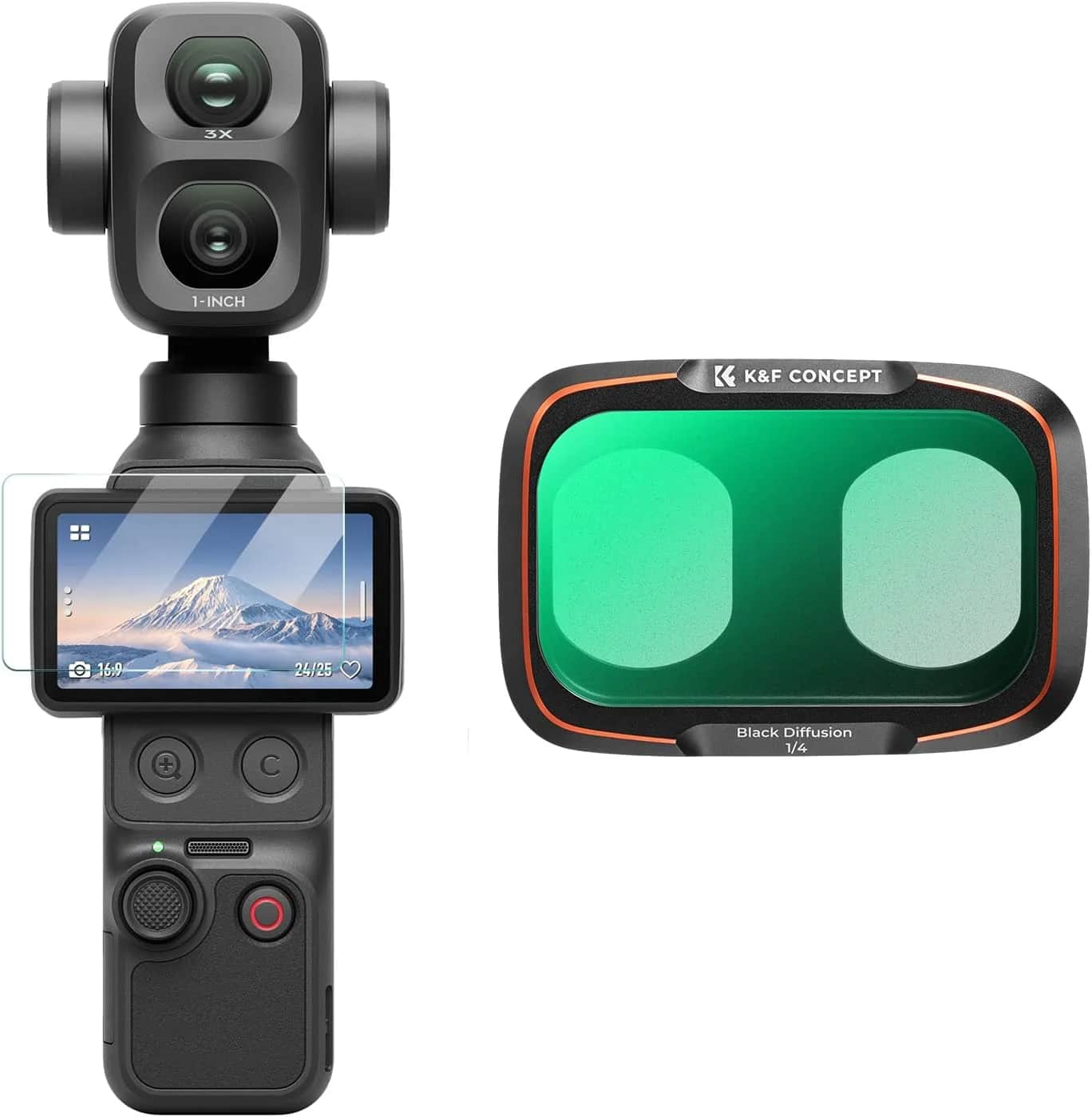 K&F Concept DJI Osmo Pocket 4P Black Diffusion 1/4 Filter (Alüminyum Çerçeve)