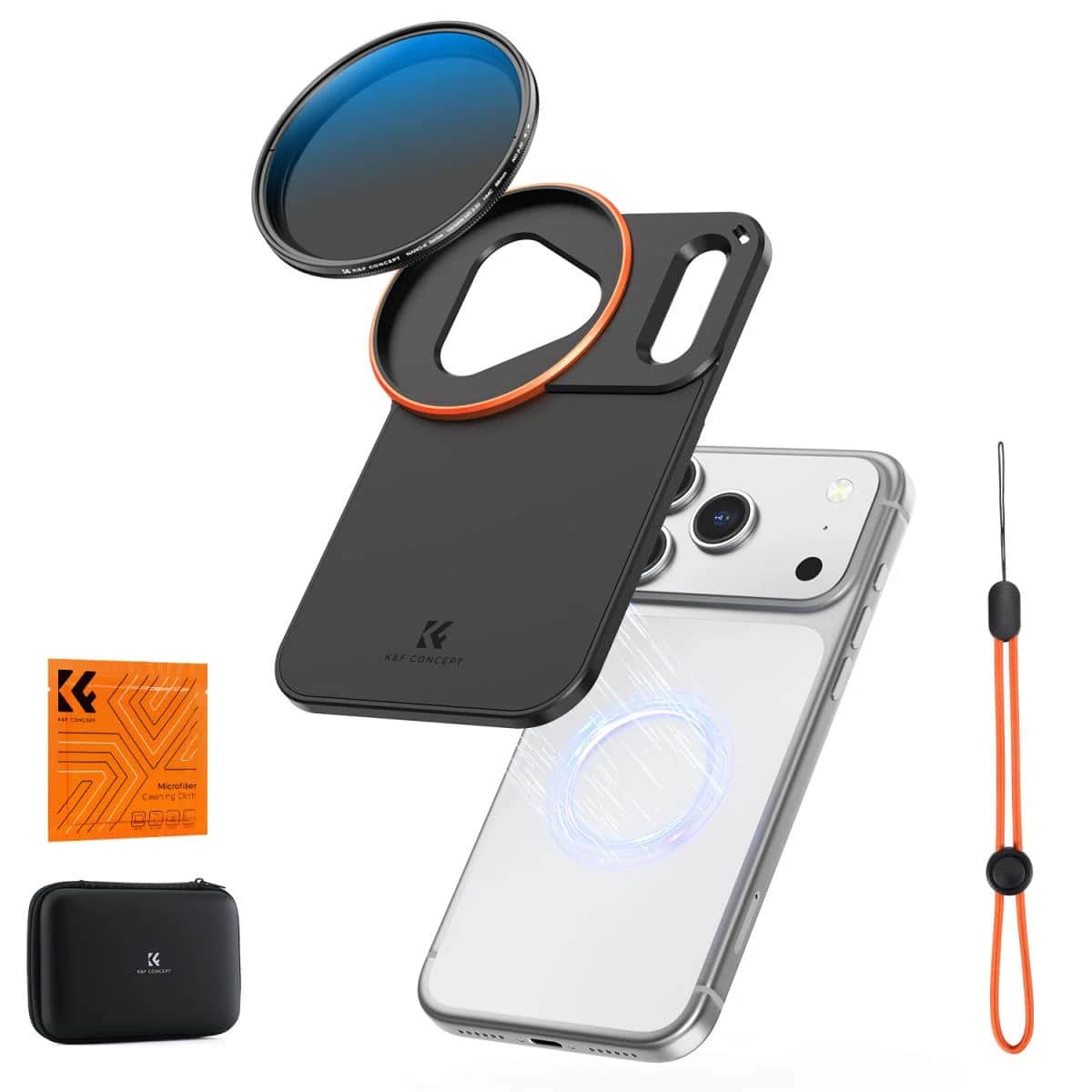 K&F Concept iPhone 17 Pro Max için Manyetik 58mm VND2-32 Filtre – Hızlı Çıkarma Lens Adaptörlü