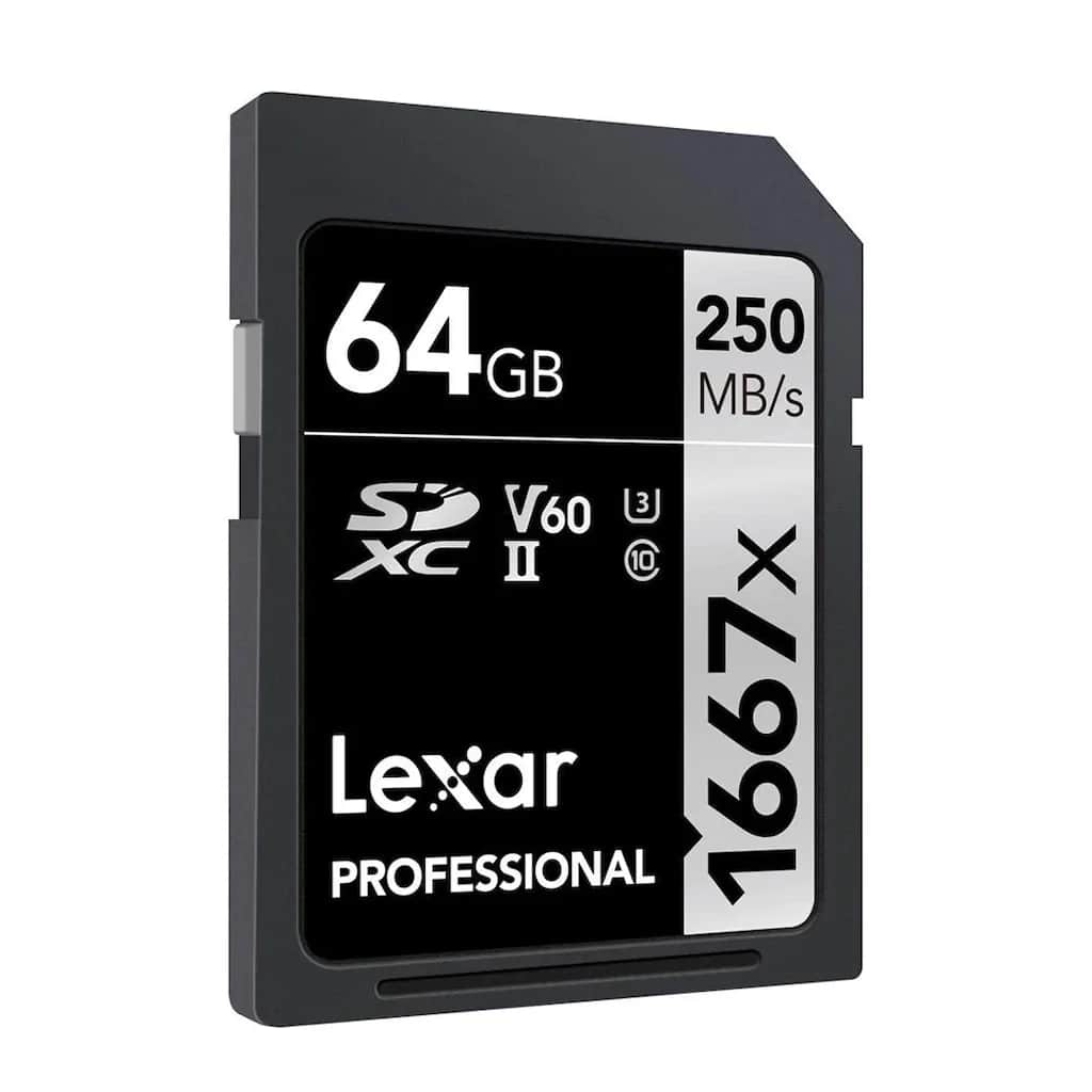 Lexar 64 GB SDXC U3 V60 UHS-II C10 Kart 1667x 250 mb/s