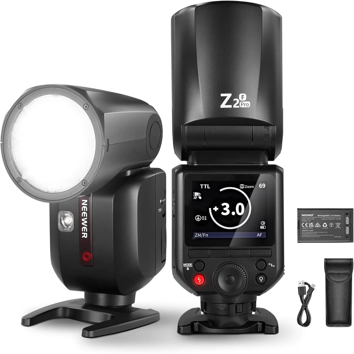 Neewer Z2PRO-F Yuvarlak Başlıklı Bataryalı Tepe Flaşı (Fujifilm)
