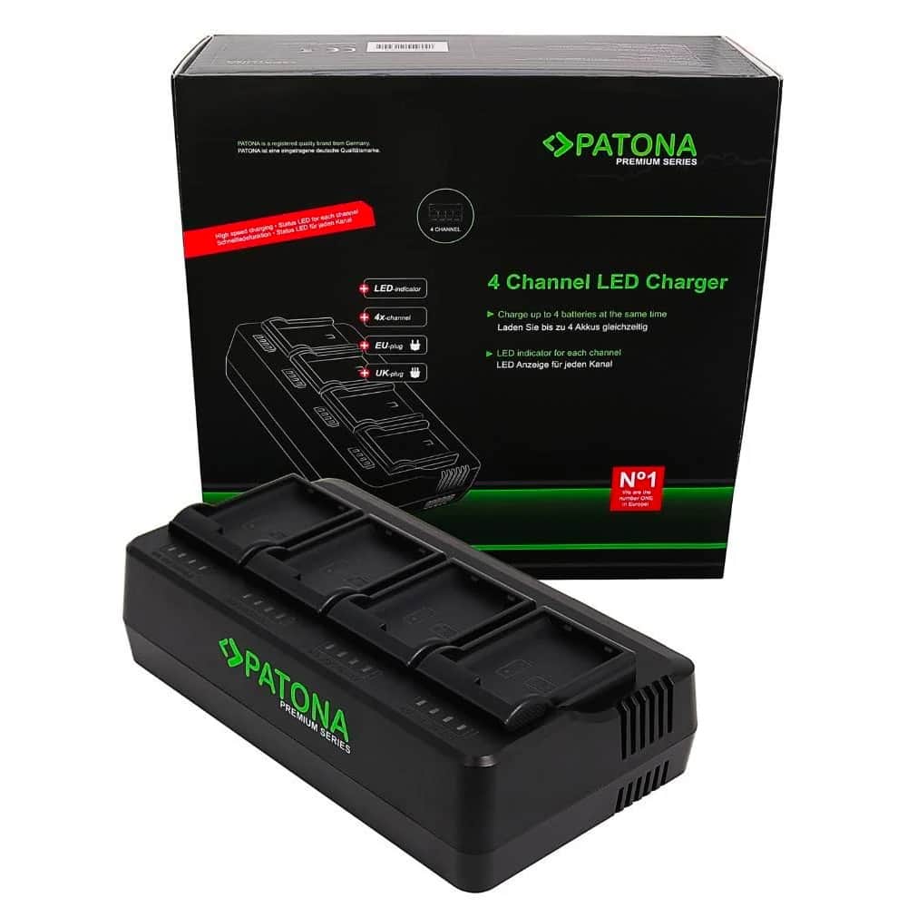 PATONA 1688/1700 PREMIUM 4-PORT BATTERY CHARGER CANON LP-E6 BATTERY
