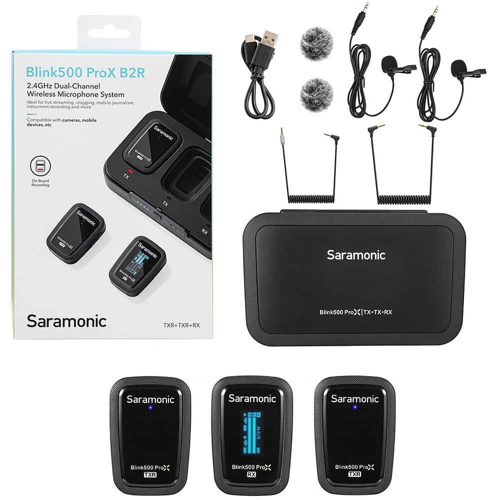 Saramonic Blink500 ProX B2R Kayıtçılı Kablosuz İkili Yaka Mikrofonu