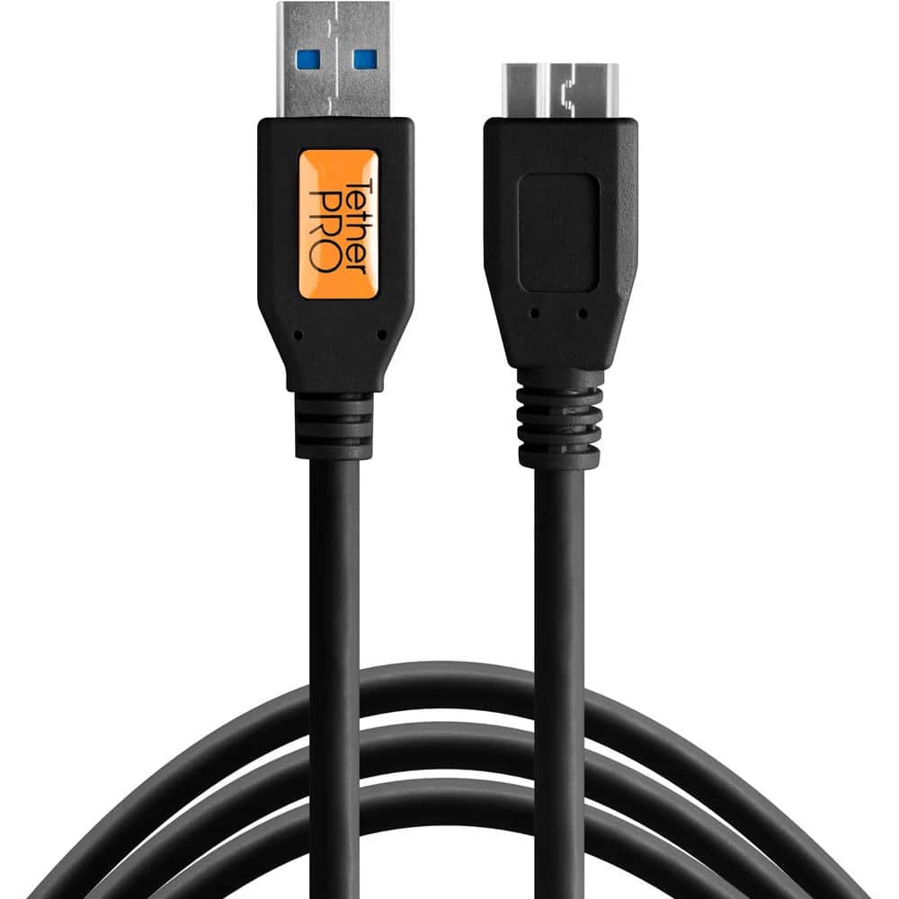 Tether Tools CU5404-BLK TetherPro USB 3.0 Male Type-A to USB 3.0 Micro-B Cable 30cm